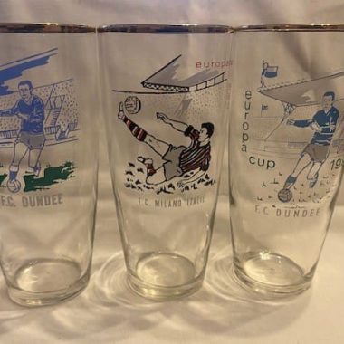 A trio of Dundee and AC Milan schooner glasses