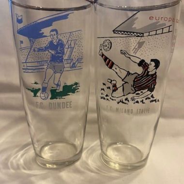 Dundee and AC Milan European Cup schooner glasses