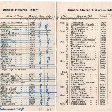 Players cigarettes 1948-49 fixture card, rear